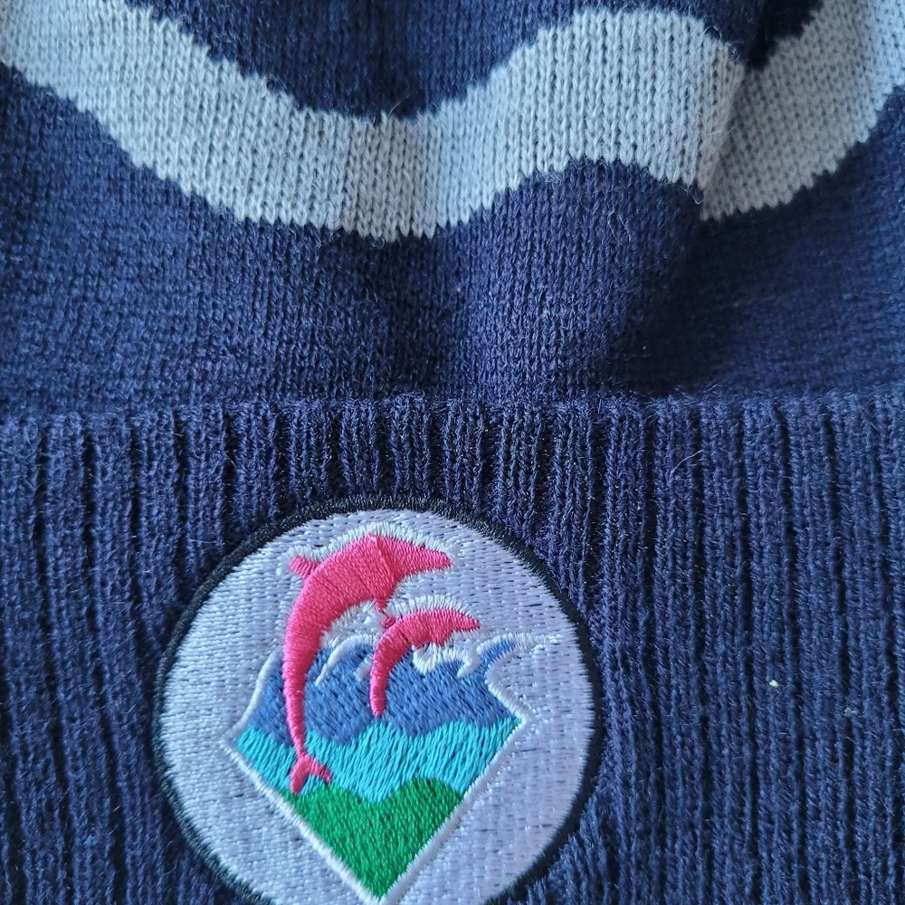 Pink Dolphin Navy and Gray Beanie